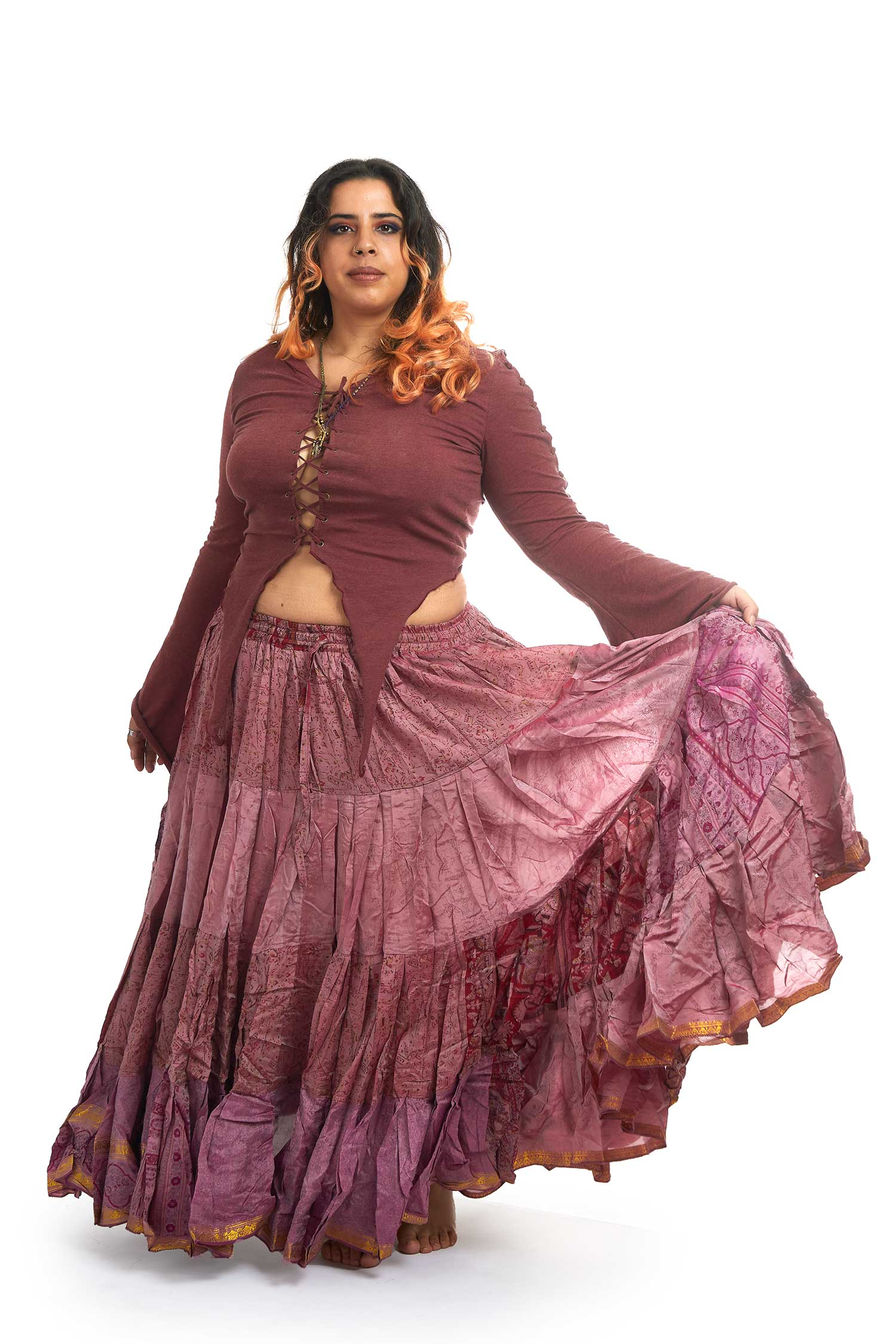 Plus Size Long Upcycled Belly Dance ATS Skirt | Altshop UK