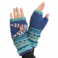 Wool Flower Fingerless Gloves - Flower Armwarmers (CHAFLOAR) by Altshop UK