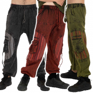 Unisex Stonewash Hippy Jean Trousers - Stripe Patch Trousers (RGKELSANG) by Altshop UK