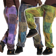 Fleece-Lined Hippy Warm Patchwork Trousers - Patch Fleece Jogger (RGPJF) by Altshop UK