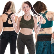 Lace & Cotton Yoga Bra with Crossover Back - Lace Interlock Bra (ROKINCH) by Altshop UK
