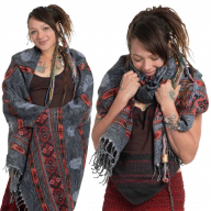 Boho Tribal Shawl Scarf with Fringe - Paisley Stripe Shawl (ROKPASSH) by Altshop UK