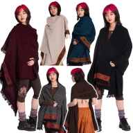 Oversize Boho Cotton Wool Scarf, Hippy Shawl Wrap Blanket - Tribal Shawl (ROKTRIBS) by Altshop UK