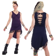 Psy Trance High Low Cotton Dress with Lace Trim - Illias Dress (WDR5114) by Altshop UK
