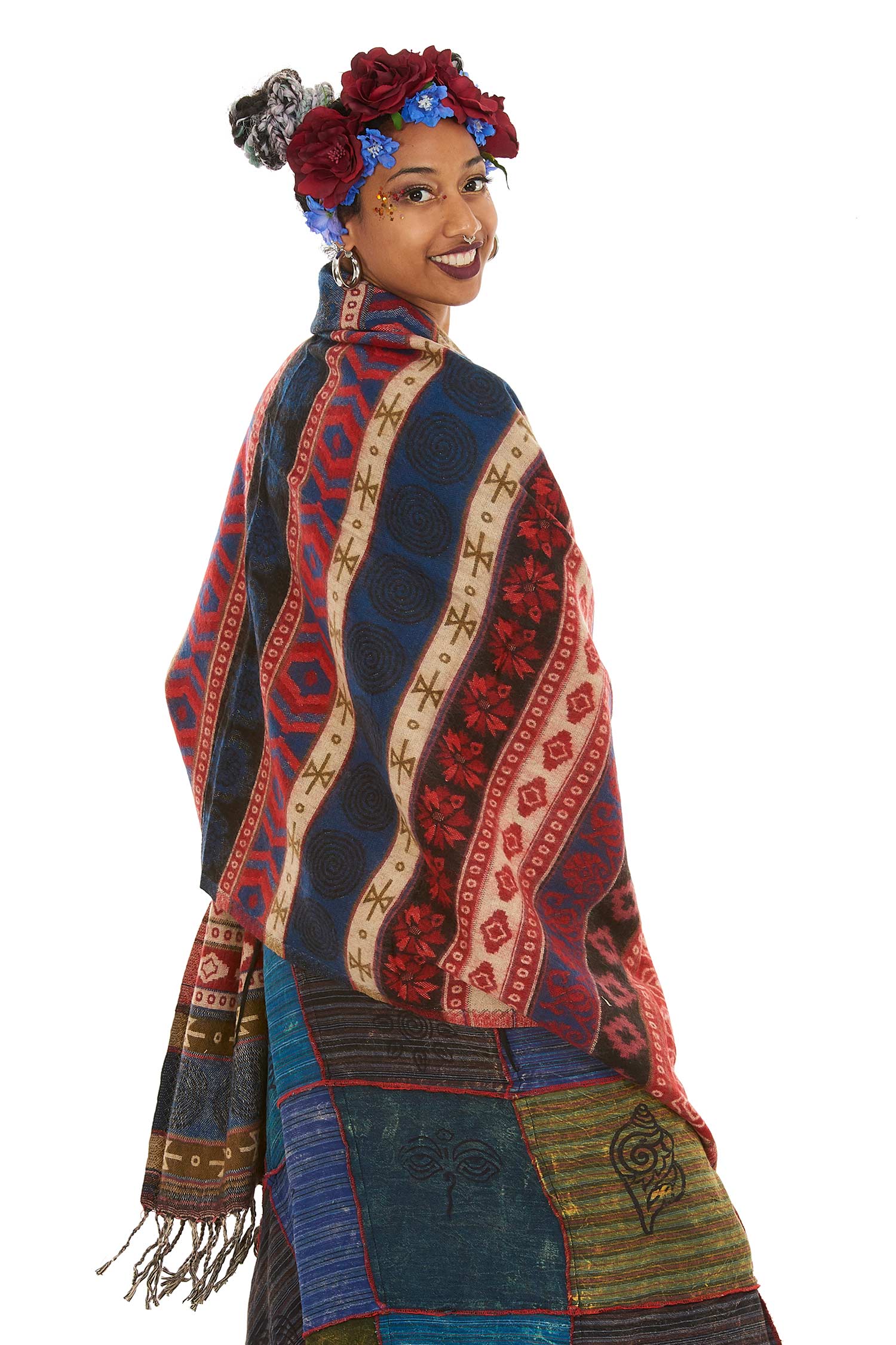 Oversized Tribal Boho Scarf, Hippie Blanket Wrap | Altshop UK