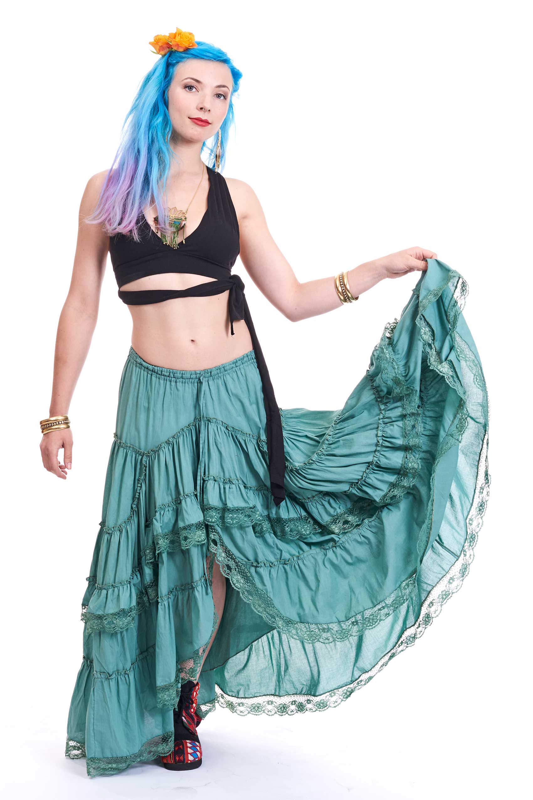 Hippy Gypsy Skirt, long lace boho skirt, sizes 8-5xl | Altshop UK