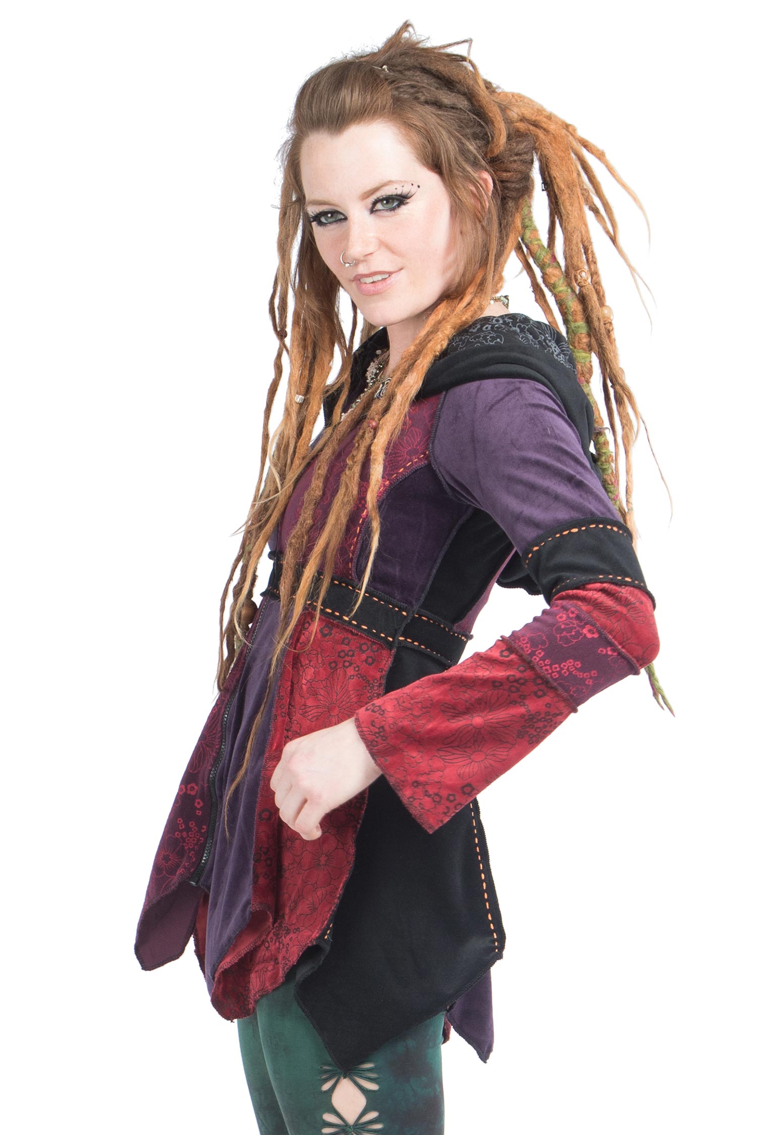 Velvet Patchwork Jacket, Ladies Hippy Pixie Jester Coat | Altshop UK