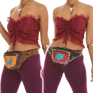 Embroidered Pocket Belt, Hippie Fanny Pack - Lotus Pocket Belt (RAMTDLB) by Altshop UK